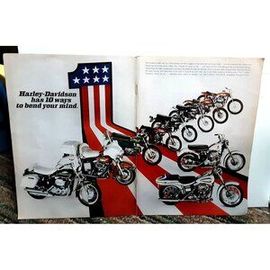 1971 Harley Davidson Motorcycle 10 Ways To Bend Your Mind Original Print Ad 70s